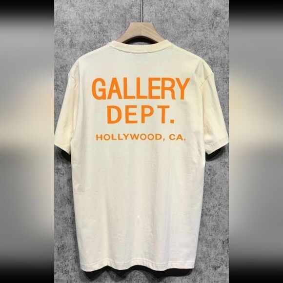 Brand New Lite Gallery Dept. Cream T-Shirt with Orange Print 019.L - Picture 1 of 2